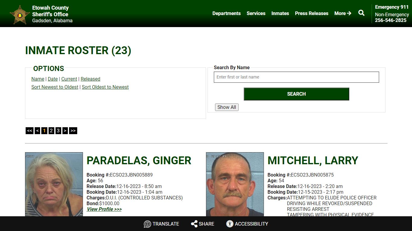 Inmate Roster (25) - Etowah County Sheriff